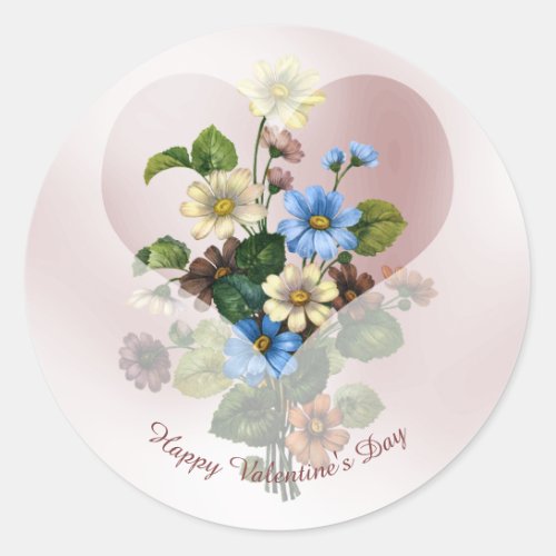 Hearts and Flowers for Valentines Day Classic Round Sticker