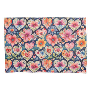 Hearts and Flowers Girl's Room Pillow Case
