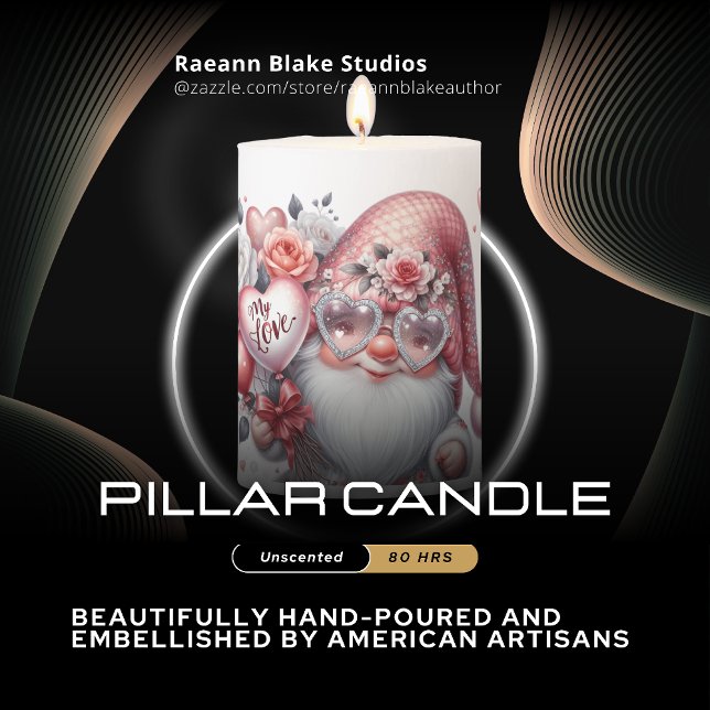 Hearts and Flowers Gnome Pillar Candle (Creator Uploaded)