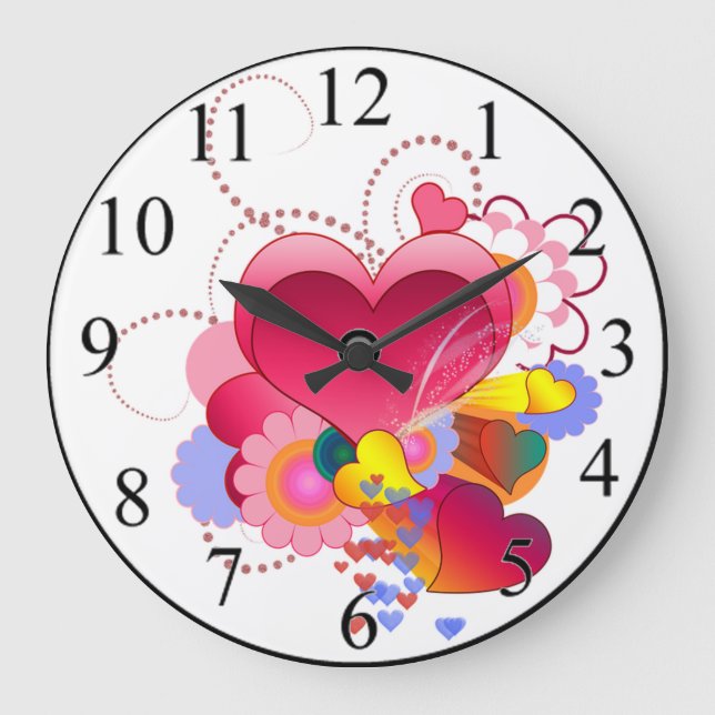 Hearts and Flowers Large Clock (Front)