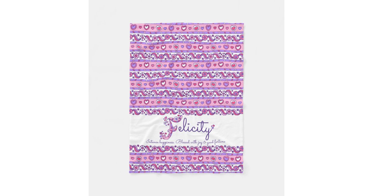 Hearts And Flowers Letter F Felicity Name Meaning Fleece Blanket Zazzle Com