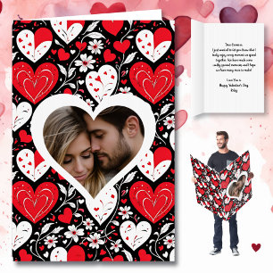 Hearts and Flowers Personalized Photo Jumbo-Sized Card