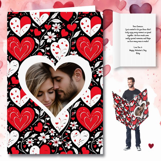 Hearts and Flowers Personalized Photo Jumbo-Sized Card (Creator Uploaded)