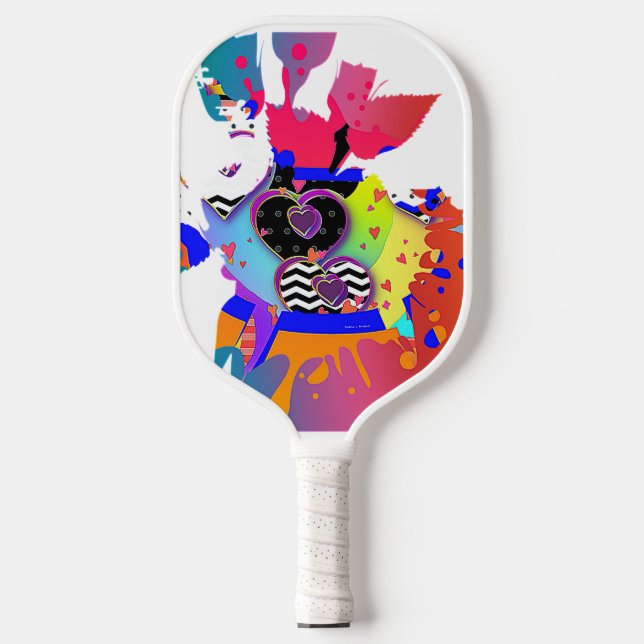 Hearts And Flowers Pickleball Paddle (Front)