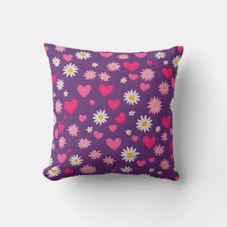 hearts and flowers pillow
