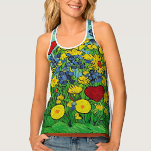 Hearts and flowers van Gogh style Tank Top