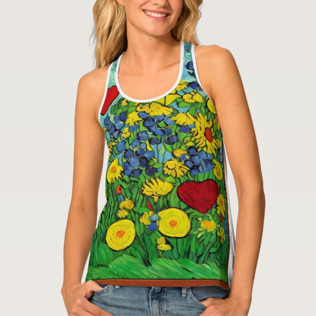 Hearts and flowers van Gogh style   Tank Top (Front)