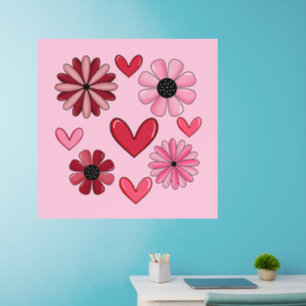 Hearts and Flowers Wall Decal