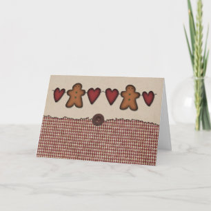 Hearts And Gingerbread Christmas Card