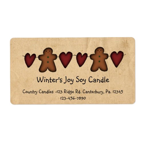 Hearts And Gingerbread Label