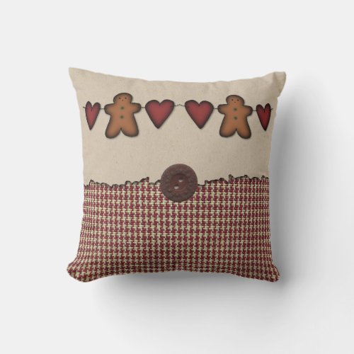 Hearts And Gingerbread Men Pillow