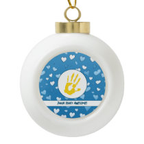 Hearts and Handprints Down Syndrome Awareness Ceramic Ball Christmas Ornament