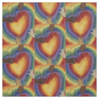 Hearts and Hands Love Art Fabric Material