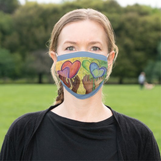 Hearts and Hands Love Diversity Custom Face Masks (Outside)
