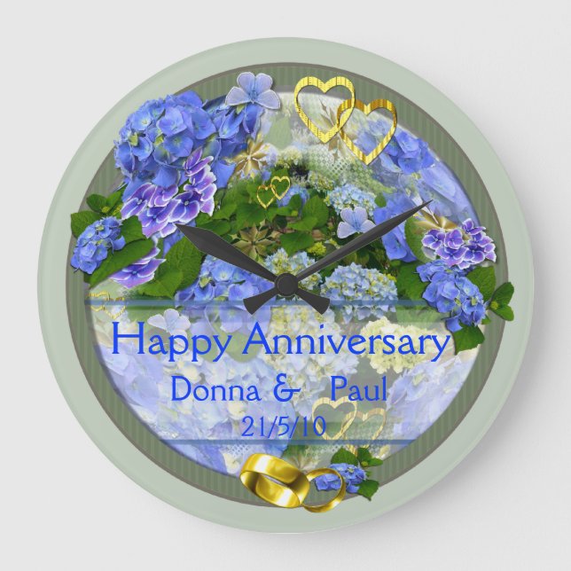 Hearts and Hydrangeas   ~  Anniversary Clock (Front)