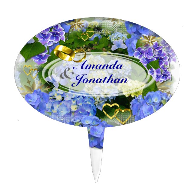 Hearts and Hydrangeas ~ Cake Topper (Front)