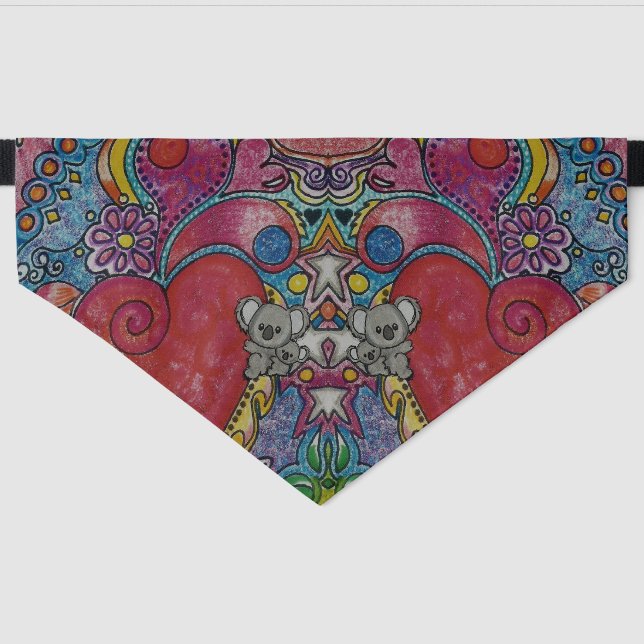 Hearts and Koalas Doggy Bandana and Collar Pet Bandana Collar (Front)
