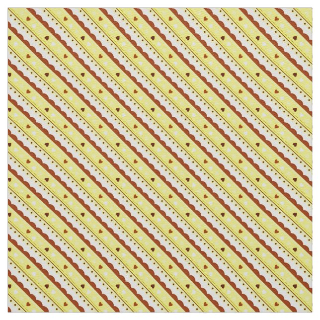 Hearts and Lace Pattern Fabric/Yellow Fabric (Swatch)