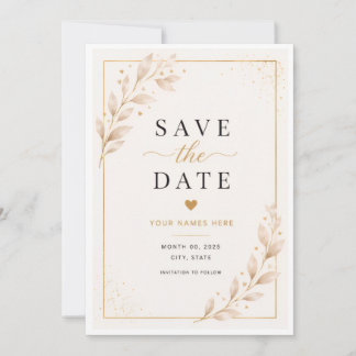 Hearts and Leaves Save the Date Card