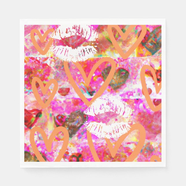 Hearts and Lips Napkins (Front)