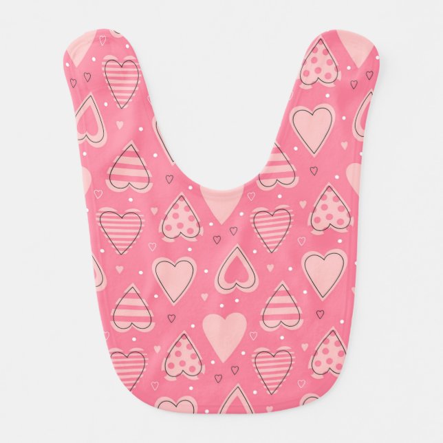 Hearts and Love Baby Bib (Front)