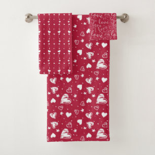 Hearts and Love Chic Valentine's Day  Bath Towel Set
