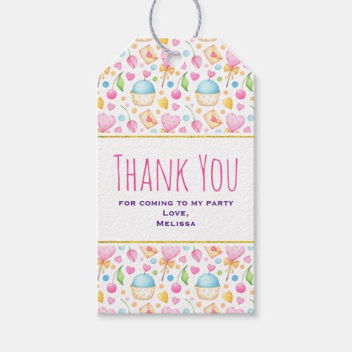 Hearts and Love Delightful Watercolor Pattern Gift Tags