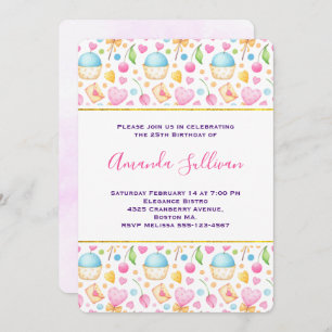Hearts and Love Delightful Watercolor Pattern Invitation