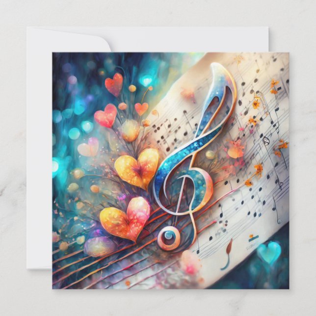 Hearts and music holiday card (Front)