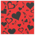 Hearts and Music Notes Fabric 