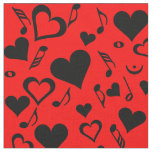 Hearts and Music Notes  Fabric