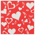 Hearts and Music Notes Fabric 