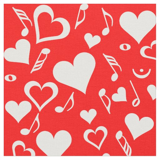 Hearts and Music Notes  Fabric
