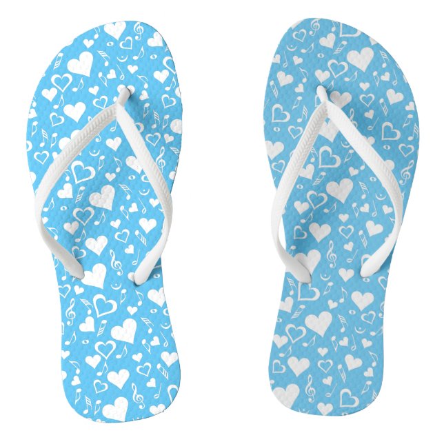 Hearts and Music Notes Flip Flops (Footbed)