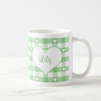 Hearts And Pastel Gingham Check Coffee Mug by pomegranate_gallery at Zazzle