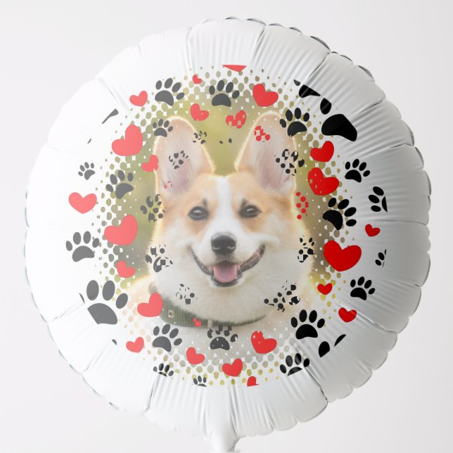 Hearts And Paw Prints Dog Frame Balloon (Front)