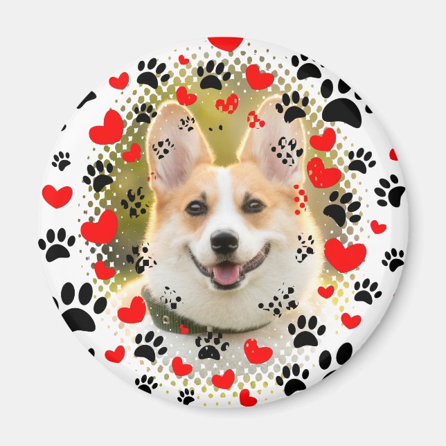 Hearts And Paw Prints Dog Frame Magnet (Front)
