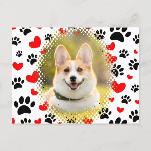 Hearts And Paw Prints Dog Frame Postcard