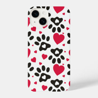 hearts and paws print Phone case