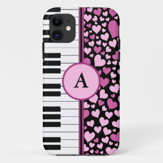 hearts and piano iPhone 11 case