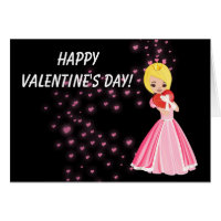 Hearts and Princess Kids Valentine Card