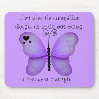 Hearts and Purple Butterfly Quote Mouse Pad