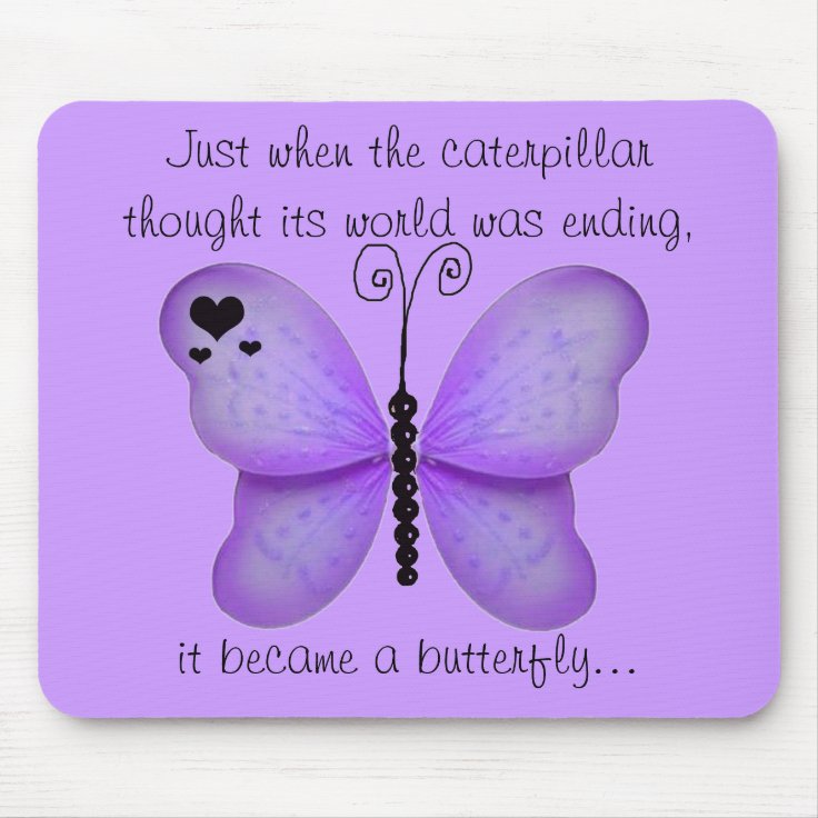 Hearts and Purple Butterfly Quote Mouse Pad Zazzle