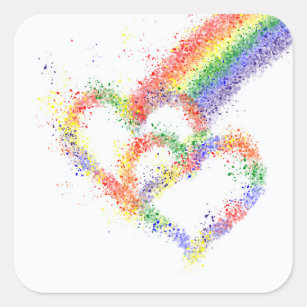 Rainbow Heart Gem Heart Sticker, Zazzle.com