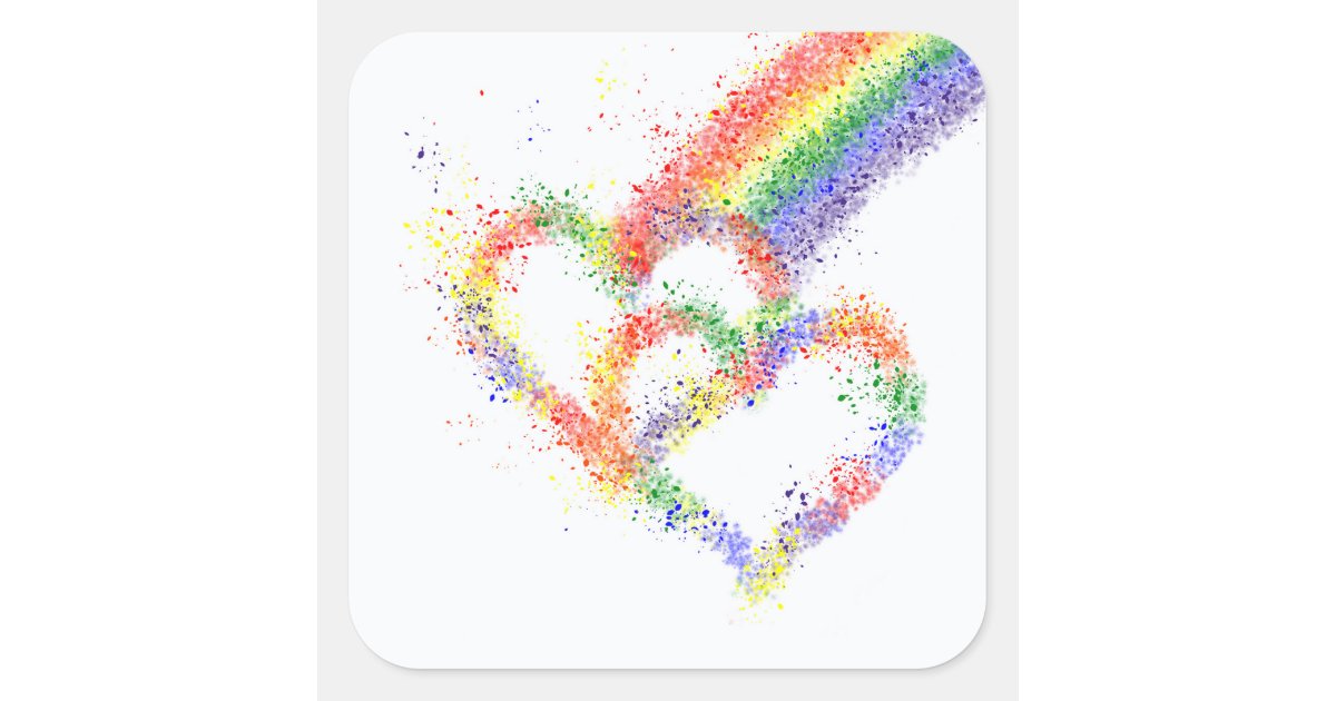 colorful paint splatter hearts
