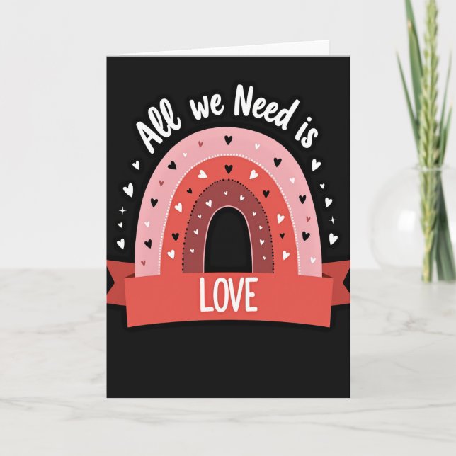 Hearts And Rainbow Love Card (Front)