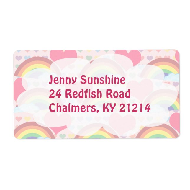 Hearts and Rainbows Labels (Front)