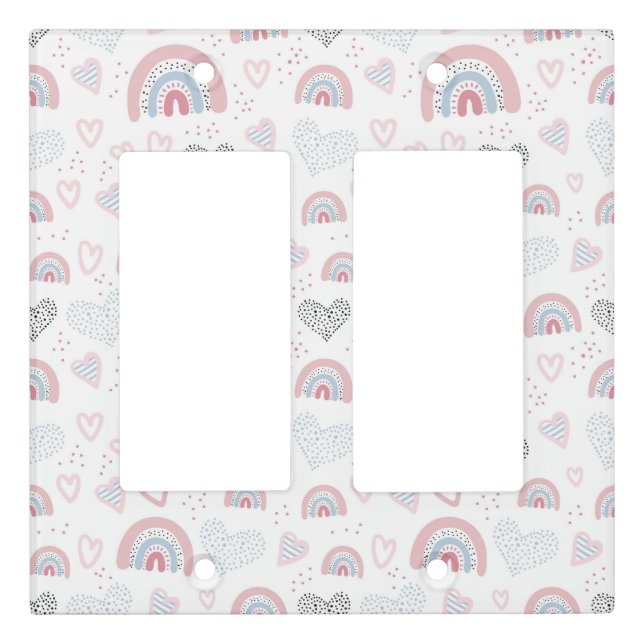 Hearts and Rainbows Light Switch Cover (Front)
