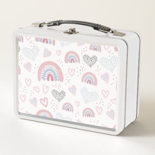 Hearts and Rainbows Metal Lunch Box