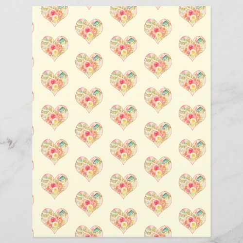 Hearts and Rose Bouquets Scrapbook Paper